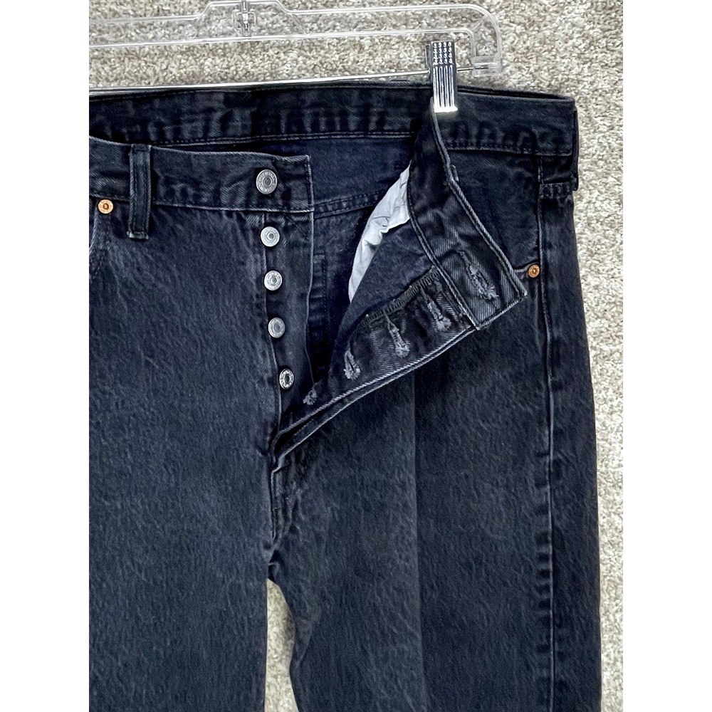 Levi's 501 Original Fit Button Fly Jeans Mens 40x32 Faded Black Straight Denim - Picture 2 of 11